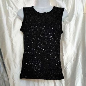 Black bling top Small with stretch